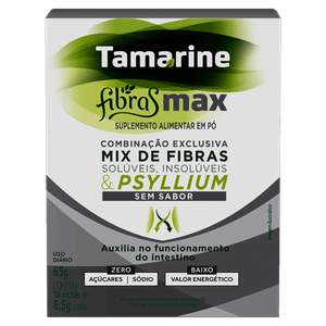 Tamarine Fibras Max Mix de Fibras Solúveis, Insolúveis e Psyllium Sem Sabor 10 Sachês 6.5g